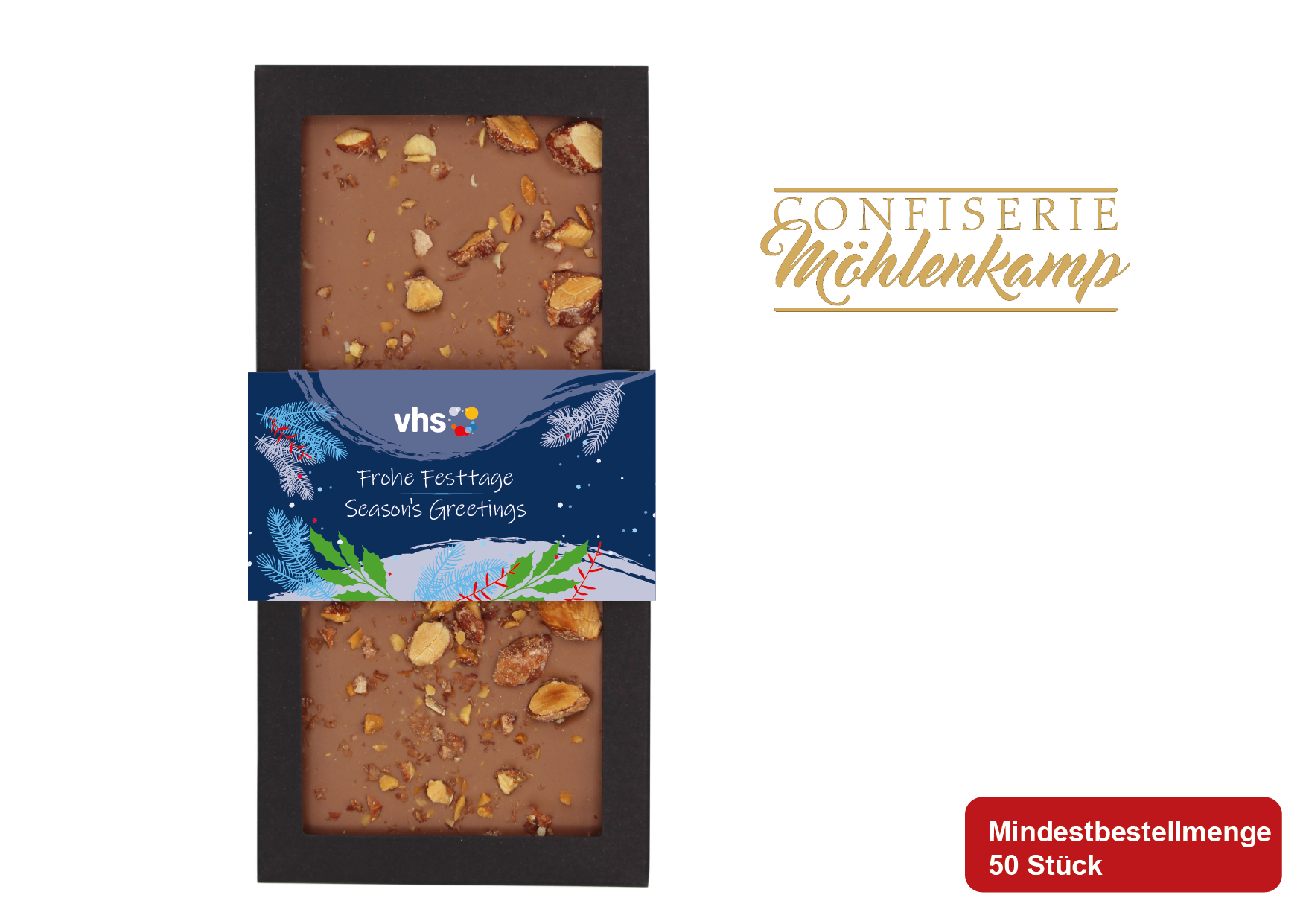 Schokolade mit Topping gebrannte Mandel