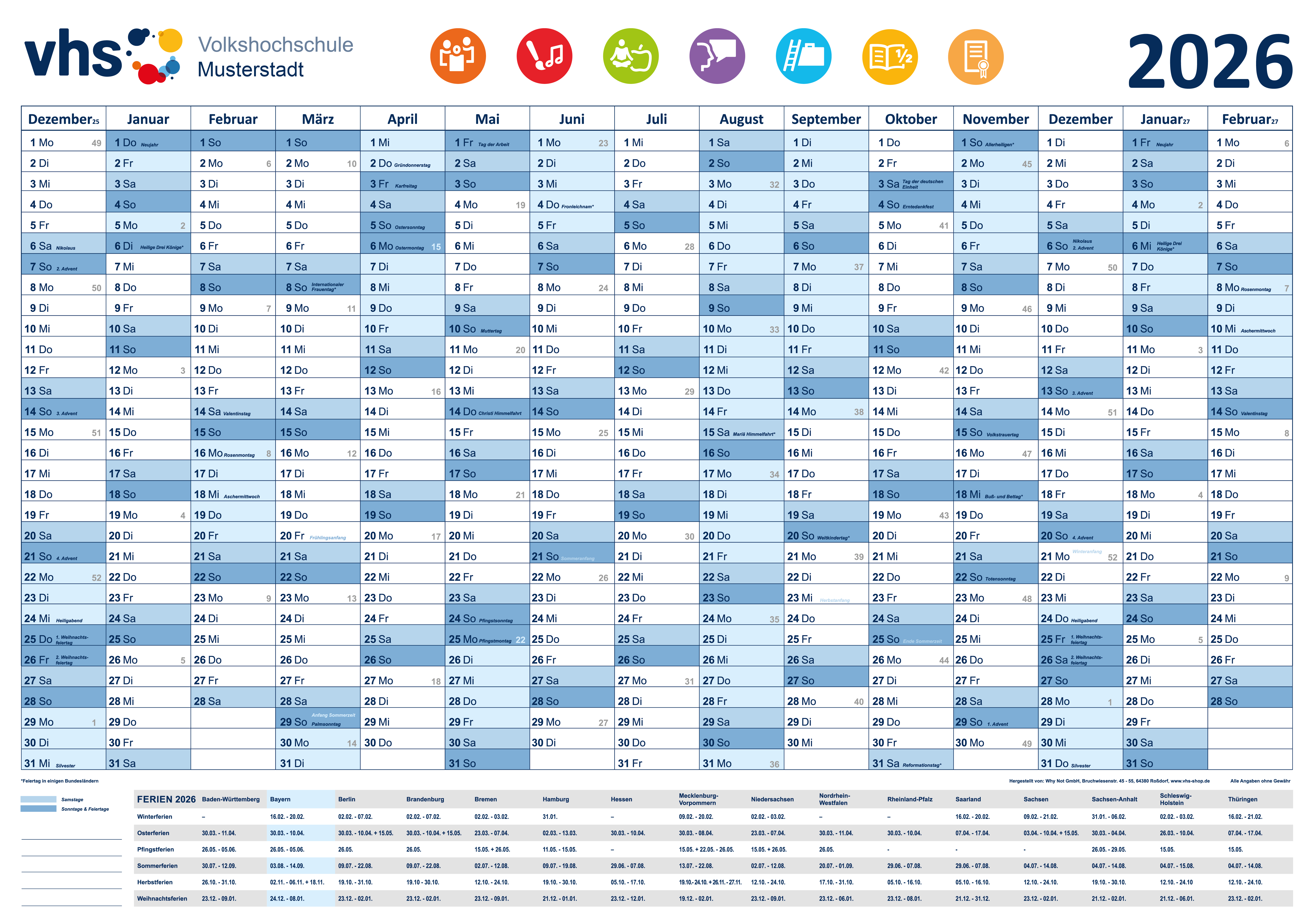 Tischkalender A3 für Bayern - INDIVIDUELL