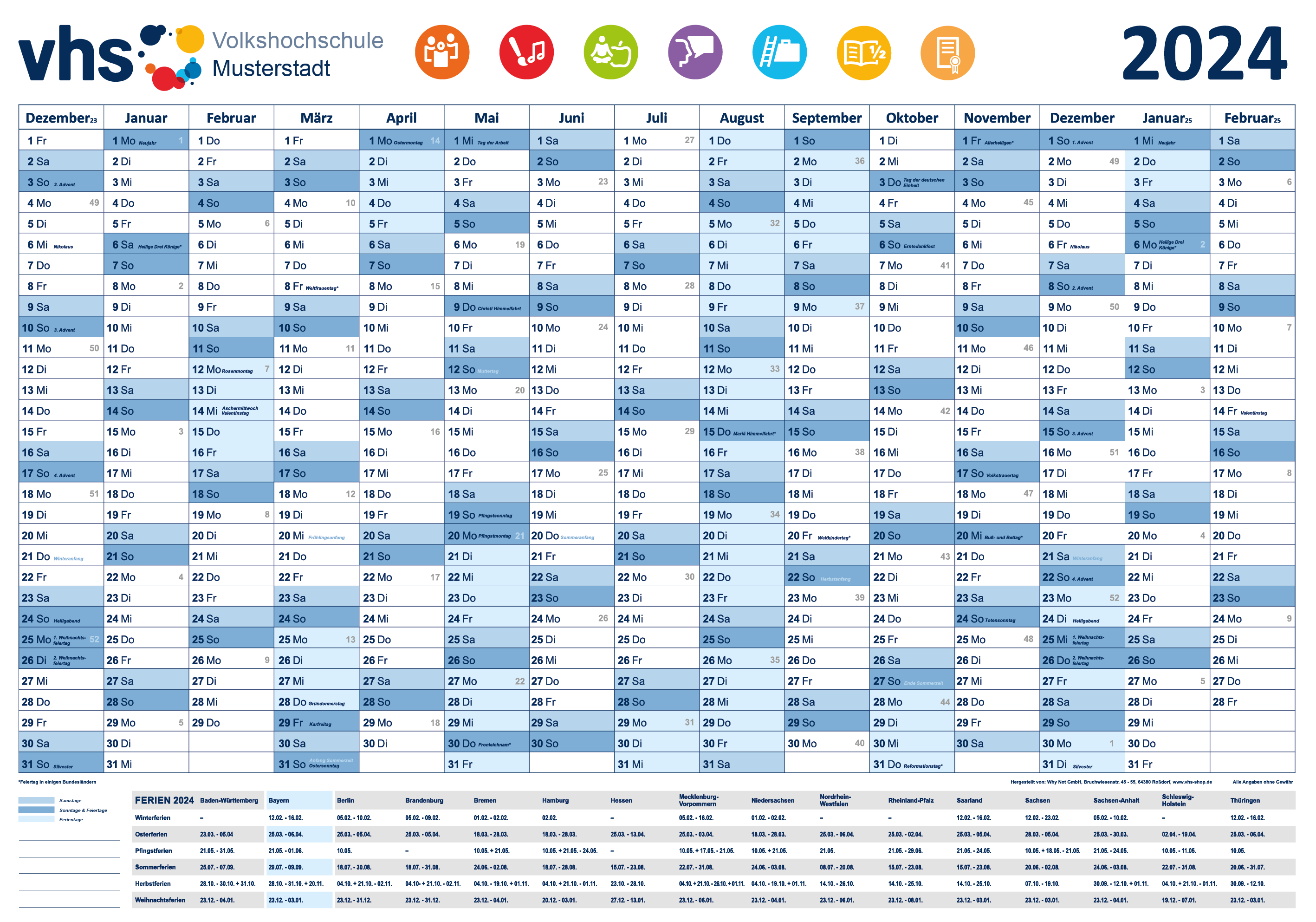 Tischkalender A3 für Bayern - INDIVIDUELL