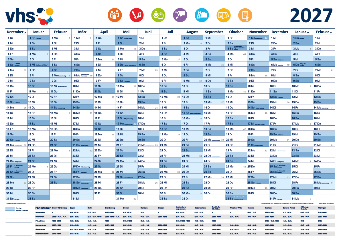 Tischkalender A3 für Bayern