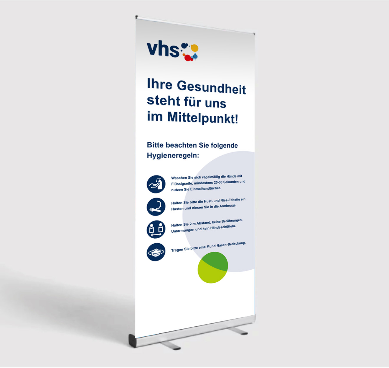 Roll-Up mit Hygieneregeln