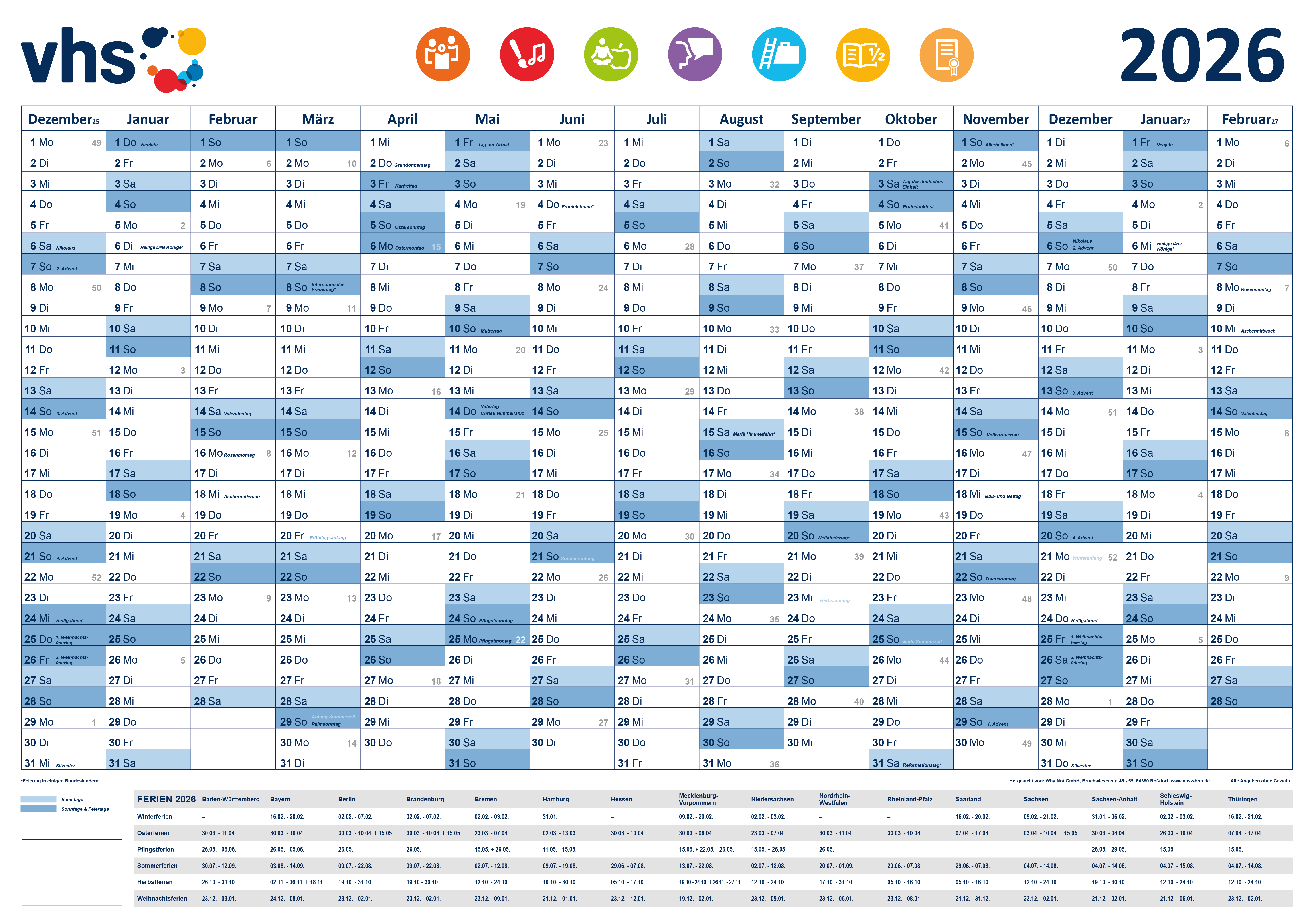 Wandkalender 70x100 cm