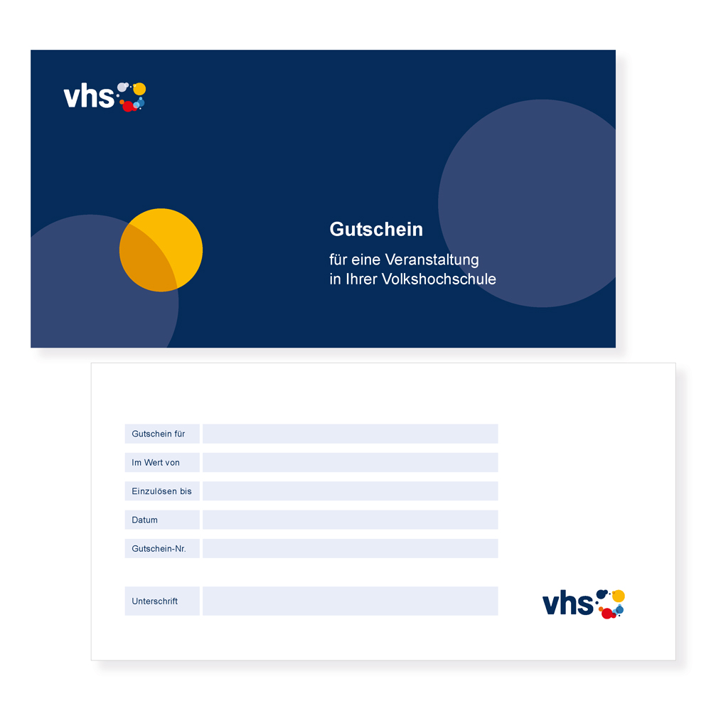 Gutschein_VHS_CI_Blau_Allgemein_1000px Gutschein Standard Motiv, 100 Stück